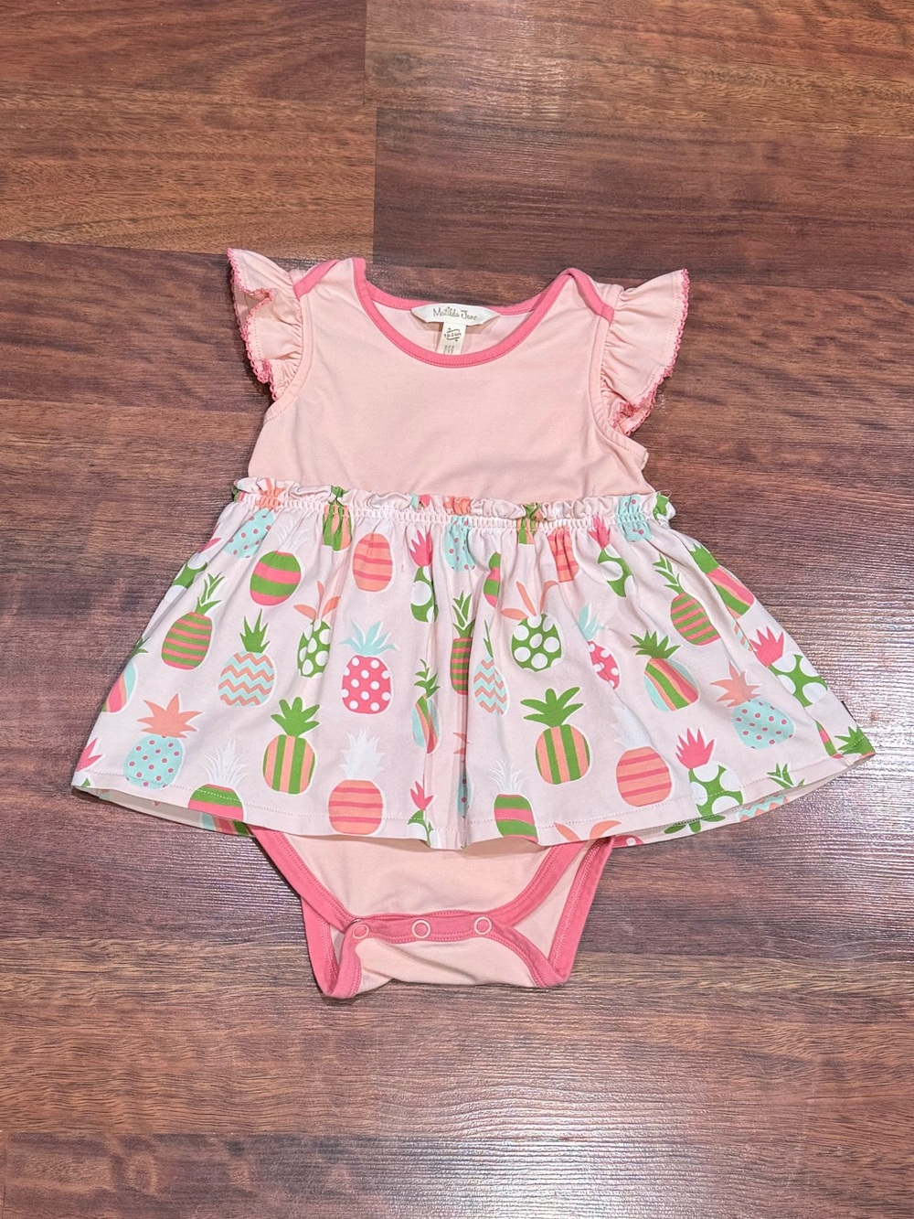 Matilda Jane - Pink Pineapple Print Baby Dress with Snaps